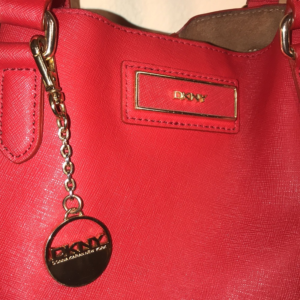 DKNY Large Saffiano Leather Tote and Wallet, Red - Picture 4 of 16